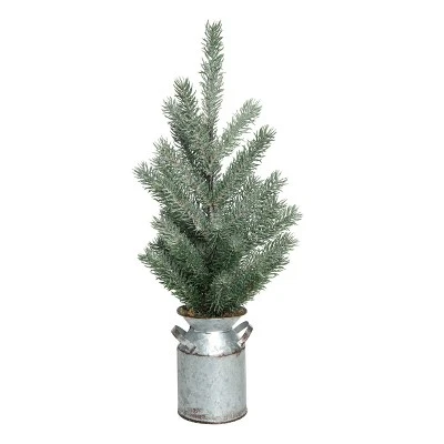 Transpac Artificial 20 In. Green Christmas Tree In Galvanized Milk Jug 1 Transpac Artificial 20 In. Green Christmas Tree In Galvanized Milk Jug
