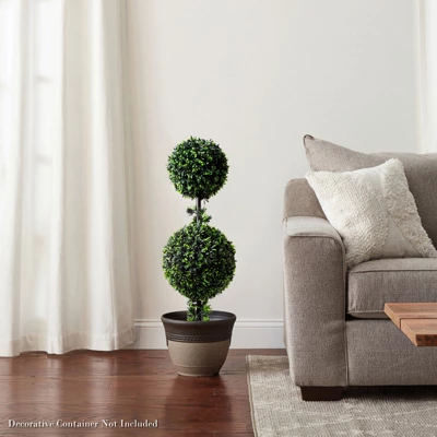 Artificial Podocarpus-36” Double Ball Style Faux Plant In Sturdy Pot-Realistic Indoor Or Outdoor Potted Shrub-Home Decor By Pure Garden 4 Artificial Podocarpus-36” Double Ball Style Faux Plant In Sturdy Pot-Realistic Indoor Or Outdoor Potted Shrub-Home Decor By Pure Garden - Image 4