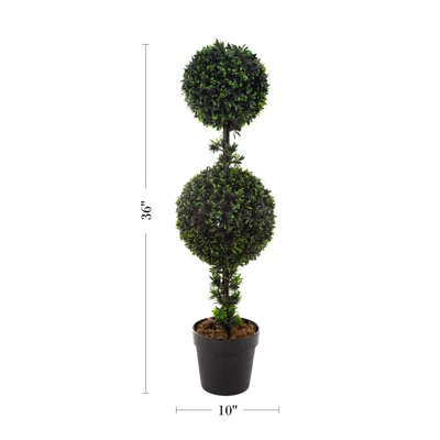 Artificial Podocarpus-36” Double Ball Style Faux Plant In Sturdy Pot-Realistic Indoor Or Outdoor Potted Shrub-Home Decor By Pure Garden 1 Artificial Podocarpus-36” Double Ball Style Faux Plant In Sturdy Pot-Realistic Indoor Or Outdoor Potted Shrub-Home Decor By Pure Garden