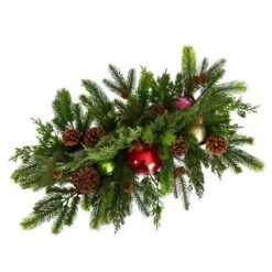 Nearly Natural 24-in Cedar Pine, Pinecones And Ornaments Artificial Christmas Arrangement In Tin Vase -Fresh Plant Store GUEST 59d18e0e fd3c 4673 9136 a5c98265aaaf