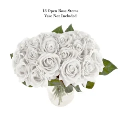 Artificial Open Rose Bundles ? 18PC Real Touch Fake 11.5-Inch Flowers With Stems For Home Décor, Wedding Or Bridal/Baby Showers By Pure Garden (White) -Fresh Plant Store GUEST 62698fe0 b34d 4b4a a380 945bedc322fd