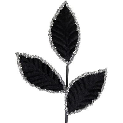 Northlight 26" Black And Silver Sequin Leaves Christmas Spray 4 Northlight 26" Black And Silver Sequin Leaves Christmas Spray - Image 4