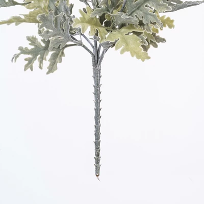 Vickerman Artificial Green Flocked Dusty Miller Bush, 2/pk 4 Vickerman Artificial Green Flocked Dusty Miller Bush, 2/pk - Image 4