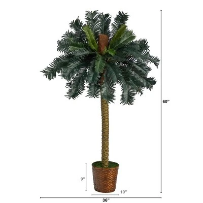 Nearly Natural 5-ft Sago Palm Artificial Tree In Basket 1 Nearly Natural 5-ft Sago Palm Artificial Tree In Basket