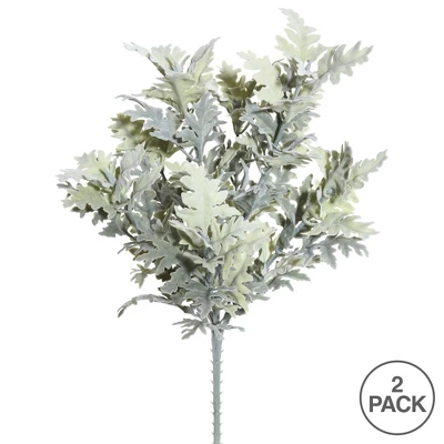 Vickerman Artificial Green Flocked Dusty Miller Bush, 2/pk 2 Vickerman Artificial Green Flocked Dusty Miller Bush, 2/pk - Image 2