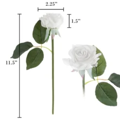 Artificial Open Rose Bundles ? 18PC Real Touch Fake 11.5-Inch Flowers With Stems For Home Décor, Wedding Or Bridal/Baby Showers By Pure Garden (White)