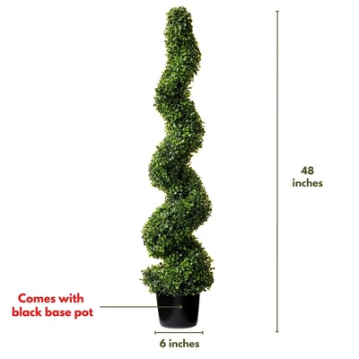 Forever Leaf 48" Spiral Boxwood In Black Pot (2 Pack), Indoor Artificial Plant For Home Decor 3 Forever Leaf 48" Spiral Boxwood In Black Pot (2 Pack), Indoor Artificial Plant For Home Decor - Image 3
