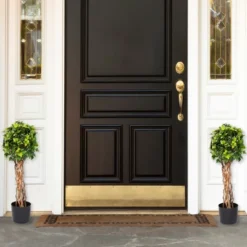 Set Of 2 Single-Ball English Ivy Topiary - 30-Inch Faux Plants With UV-Resistant Leaves, Natural Trunks, And 7-Inch Diameter Pot By Pure Garden