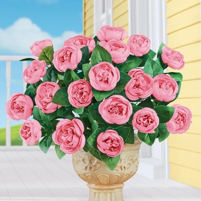Collections Etc Cabbage Rose Bushes Set Of 3 1 Collections Etc Cabbage Rose Bushes Set Of 3