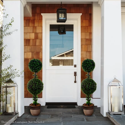 Artificial Podocarpus-36” Double Ball Style Faux Plant In Sturdy Pot-Realistic Indoor Or Outdoor Potted Shrub-Home Decor By Pure Garden 3 Artificial Podocarpus-36” Double Ball Style Faux Plant In Sturdy Pot-Realistic Indoor Or Outdoor Potted Shrub-Home Decor By Pure Garden - Image 3