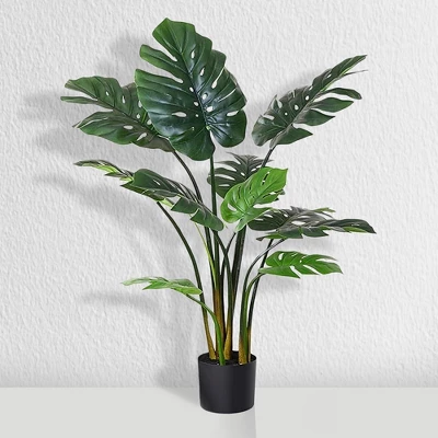 Forever Leaf 48" Artificial Monstera Artificial Plant In Black Pot, Indoor Artificial Plant For Home Decor 1 Forever Leaf 48" Artificial Monstera Artificial Plant In Black Pot, Indoor Artificial Plant For Home Decor