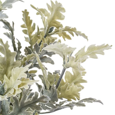 Vickerman Artificial Green Flocked Dusty Miller Bush, 2/pk 3 Vickerman Artificial Green Flocked Dusty Miller Bush, 2/pk - Image 3